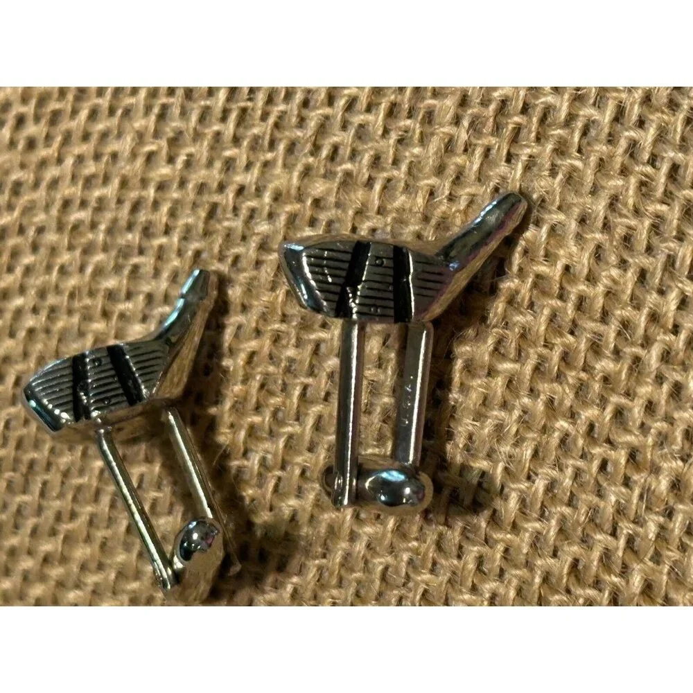 Vintage Hickok Silvertone Golf Club Head Cufflinks Golfer Formal Wedding